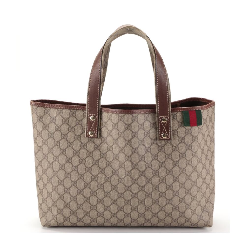 Authentic Gucci Web Loop Tote In Gg Supreme Canva… - image 1
